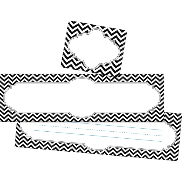 Barker Creek Chevron Black Tie Affair Name tag & Name Plate Set, 81/Set 3984 - main